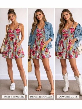 Y2K Abercrombie & Fitch Floral Striped Babydoll Dress Tunic XS